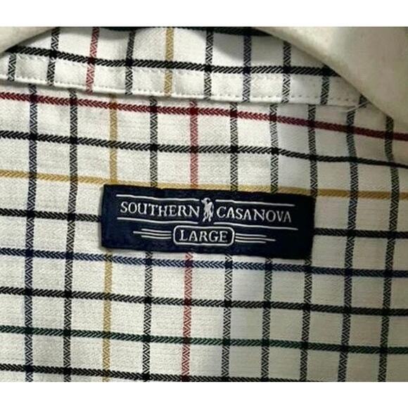 Southern Casanova Gingham Button Down in Cream Mens Large - Picture 3 of 8